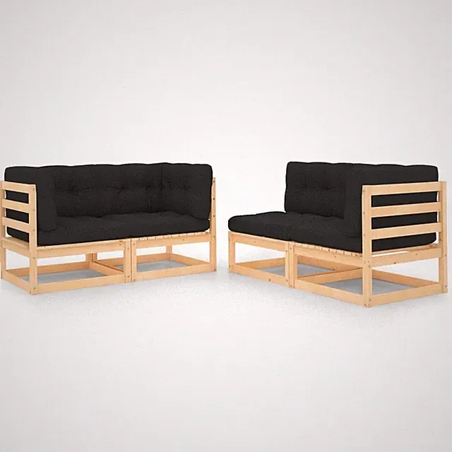 Garten Lounge Set Gartenmöbel Sofa Sitzgruppe 4-tlg. Kiefer Massivholz vidaXL