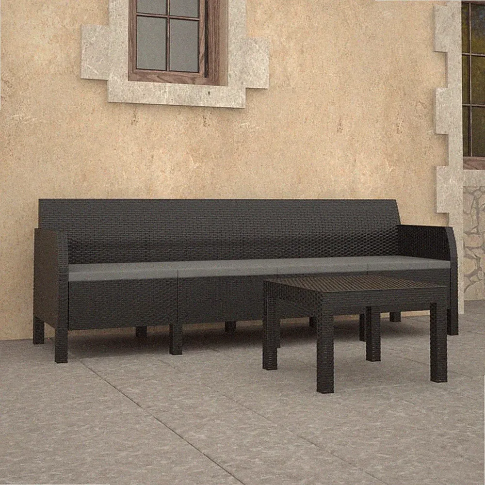 Garten Lounge Set Kissen Gartenmöbel Sofa Garnitur Sitzgruppe PP Rattan vidaXL