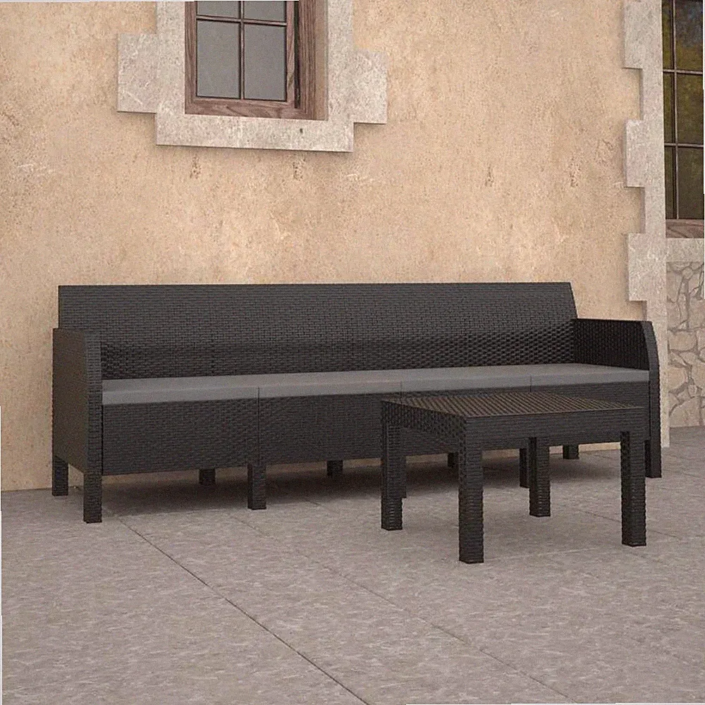 Garten Lounge Set Kissen Gartenmöbel Sofa Garnitur Sitzgruppe PP Rattan vidaXL