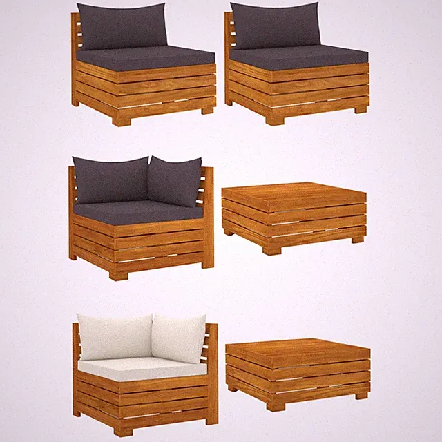 Garten-Lounge-Set Loungemöbel Gartenset Lounge-Set mit Kissen Massivholz Akazie