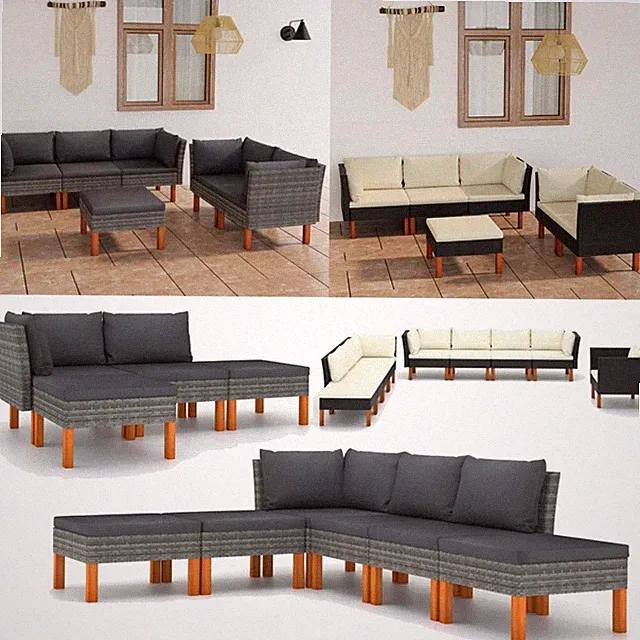 Garten Lounge Set mit Kissen Essgruppe Lounge Möbel Sofa Gartenset Sitzgruppe