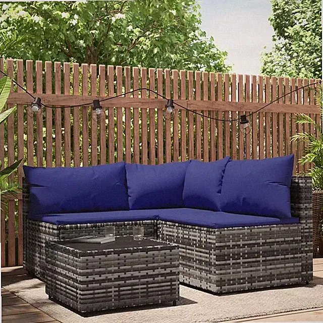 Garten Lounge Set mit Kissen Gartensofa Ecksofa Gartenmöbel Lounge Poly Rattan
