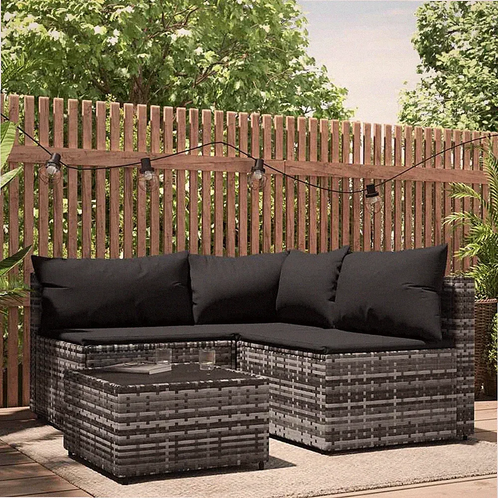Garten Lounge Set mit Kissen Gartensofa Ecksofa Gartenmöbel Poly Rattan vidaXL