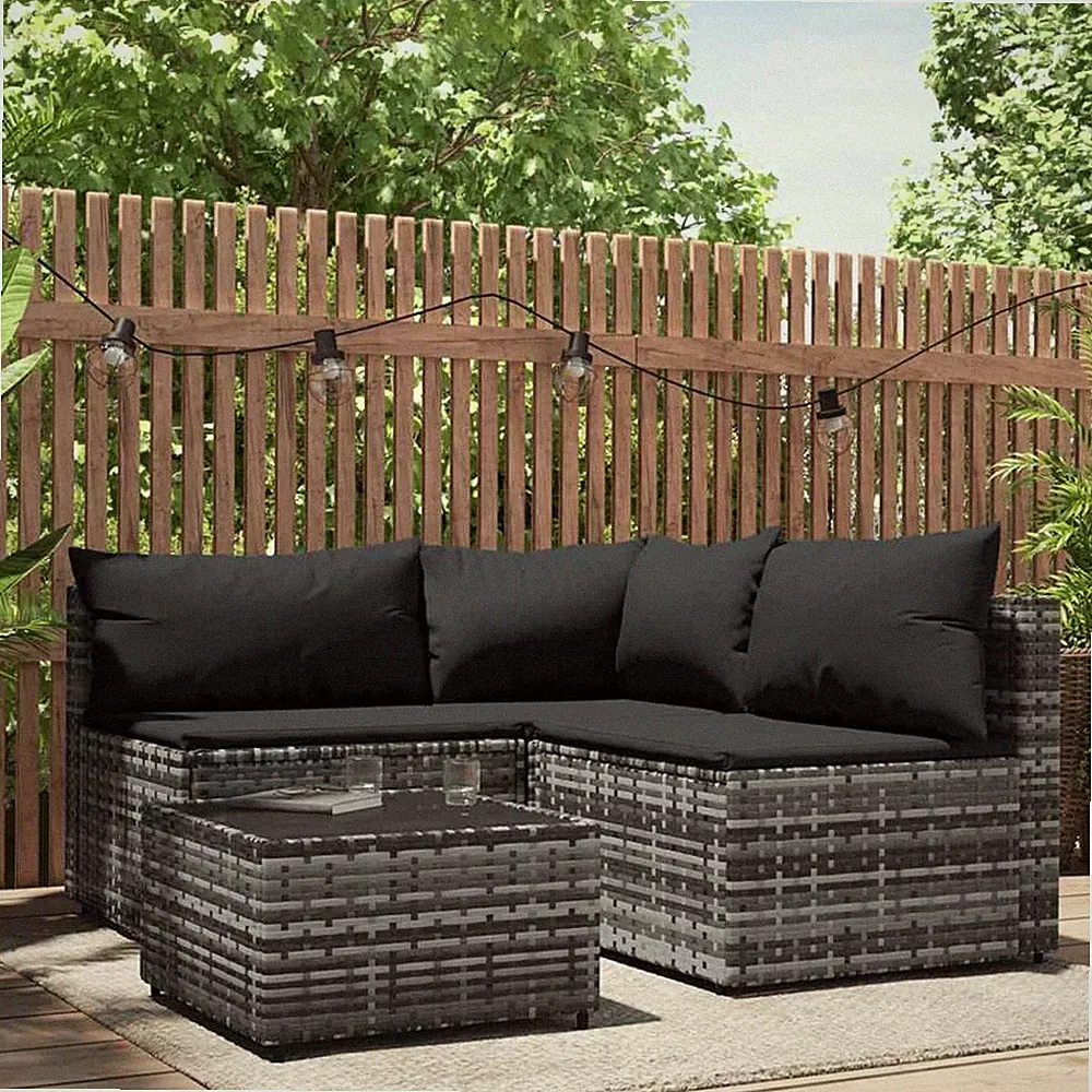 Garten Lounge Set mit Kissen Gartensofa Ecksofa Gartenmöbel Poly Rattan vidaXL
