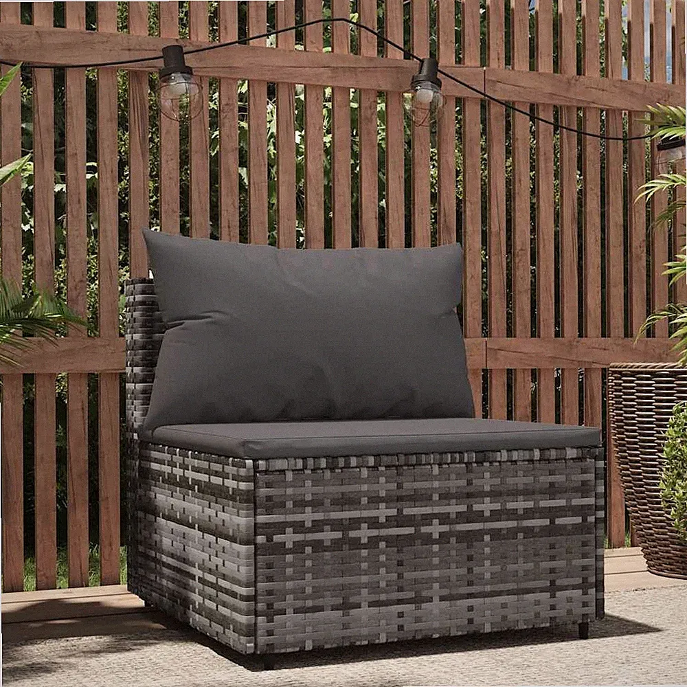 Garten Lounge Set mit Kissen Sofa Mittelsofa Gartenmöbel Poly Rattan vidaXL