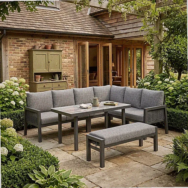 Garten lounge Set Stahl Gartenmöbel Set Gartengarnitur Sitzgruppe-8 Sitzer Neu