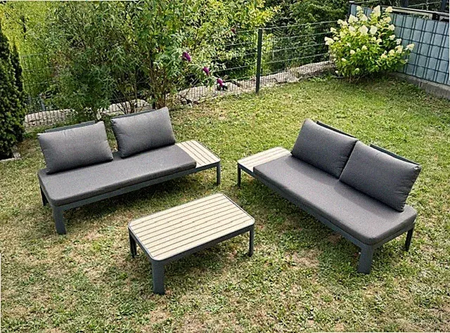 Garten Lounge SILVANA,anthrazit,Gestell Alu,Holzoptik inkl.Polster **top Zustand