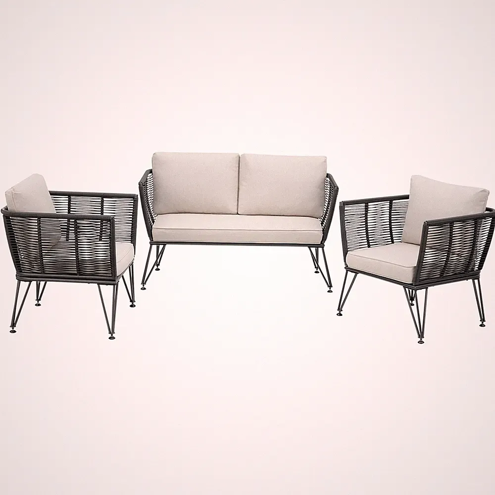 Garten-Loungeset Rope-Design Gartenmöbel Polyrattan Sitzgruppe Gartenset Möbel