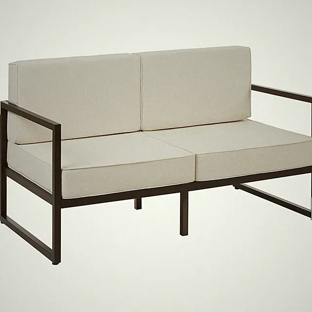 Garten-Loungesofa Comosa, 2-Sitzer, ultradicke Polsterung braun/beige B-Ware