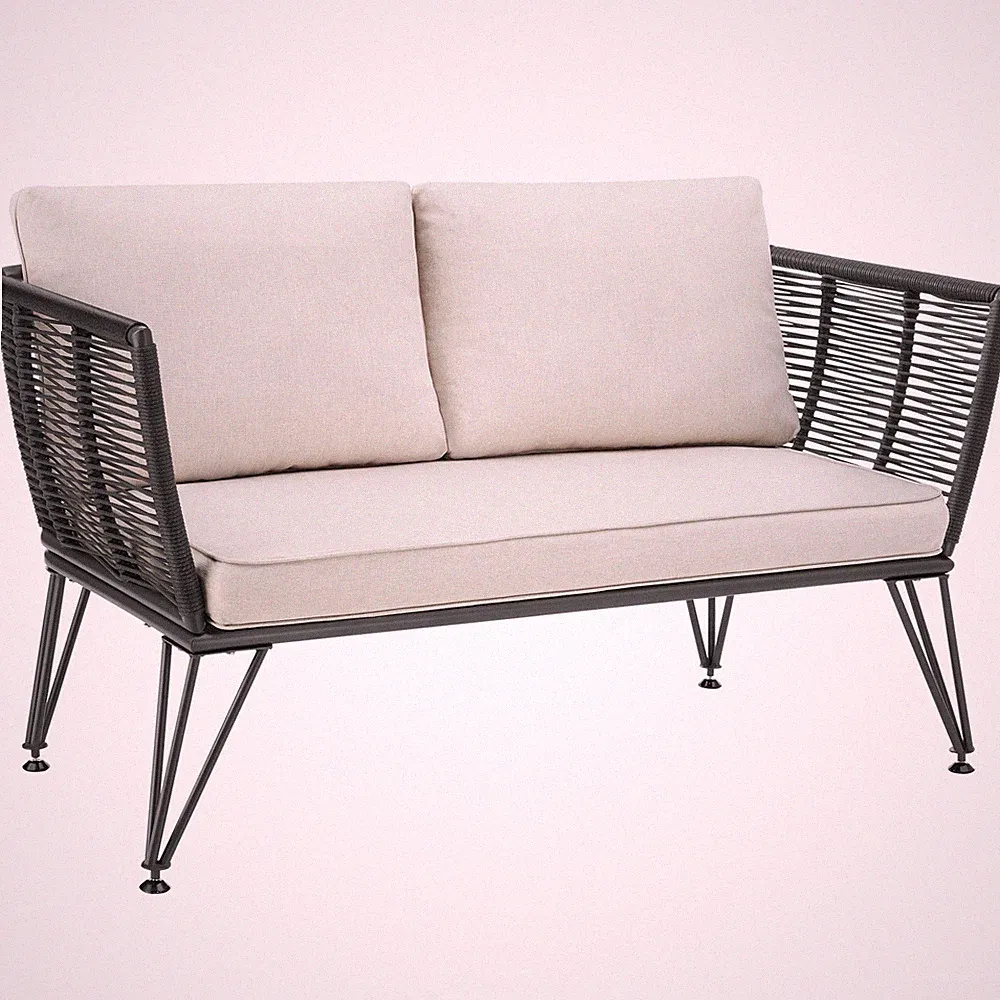 Garten-Loungesofa im Rope-Design mit Polyrattan Gartenlounge Outdoor Sofa Möbel