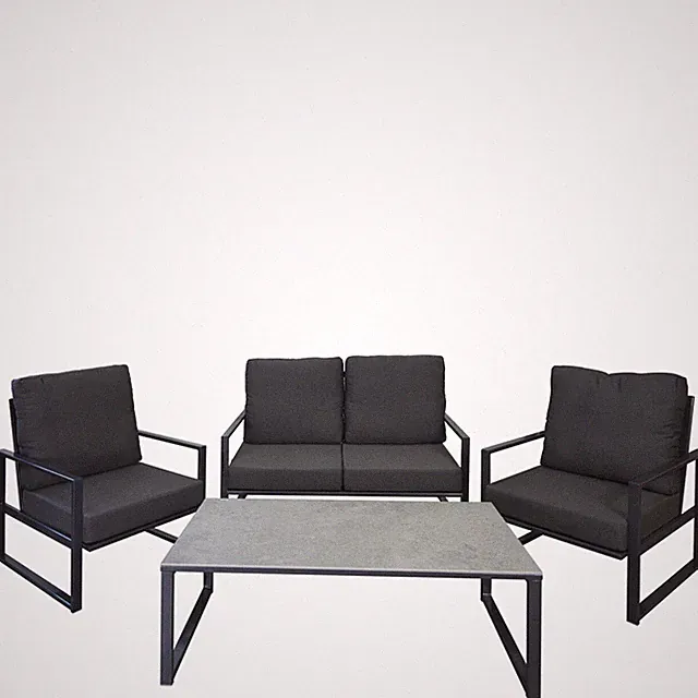 Garten-Set Osta Soft 2+1+1 Stilvoll Metall Gartensofa Couchtisch Terrasse