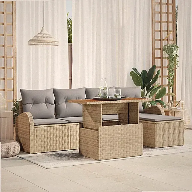 Garten-Sofa-Set mit Kissen 6 pcs Gartenmöbel Garten-Sofakollektion vidaXL