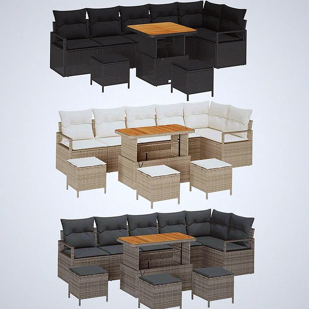 Garten Sofa Set mit Kissen Loungemöbel Sitzgruppen Außen Balkonmöbel Gartenmöbel