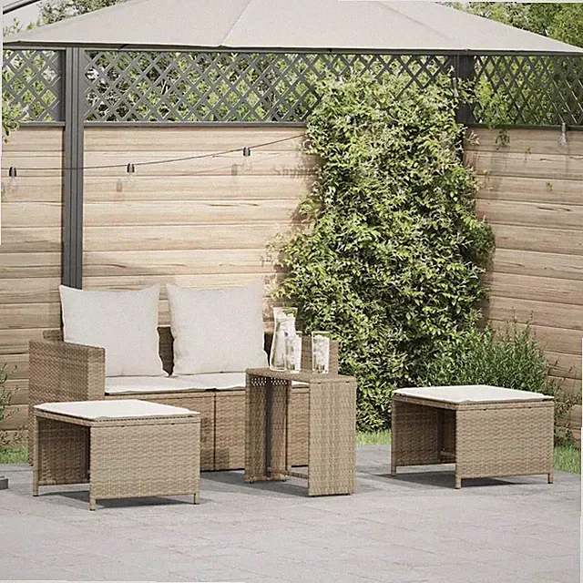 Garten-Sofagarnitur Kissen Stapelbar Poly Rattan Gartensofa-Set vidaXL