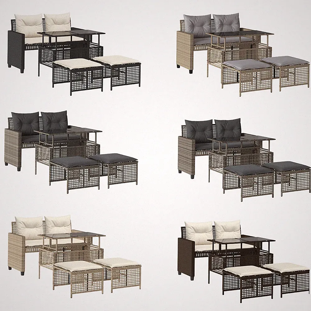 Garten-Sofagarnitur Loungemöbel Sitzgruppen Gartenset mit Kissen Poly Rattan