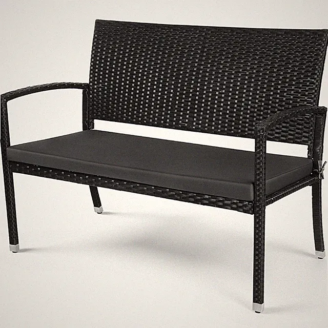 Gartenbank 2-Sitzer Sitzbank Polyrattan mit Polster Outdoor Bank Terrassenbank