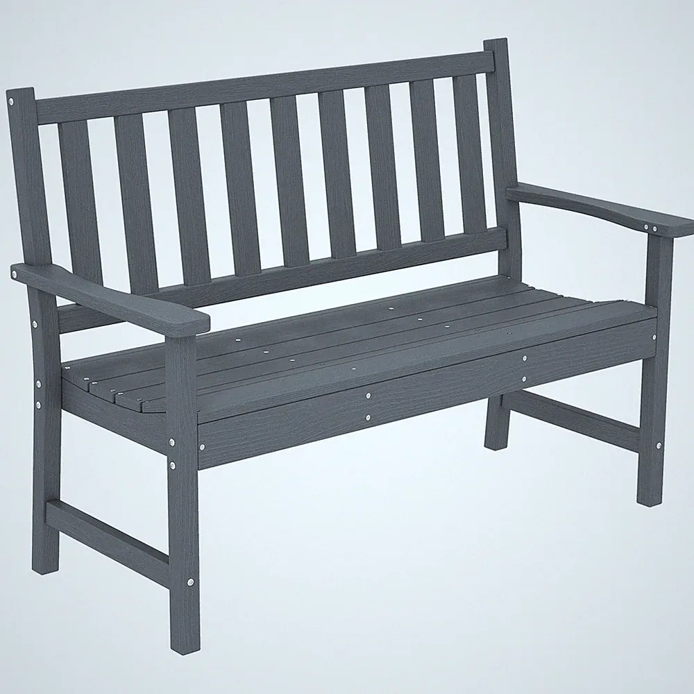 Gartenbank 2-Sitzer wetterfest Kunststoff Outdoor Sitzbank mit Lamelldesign