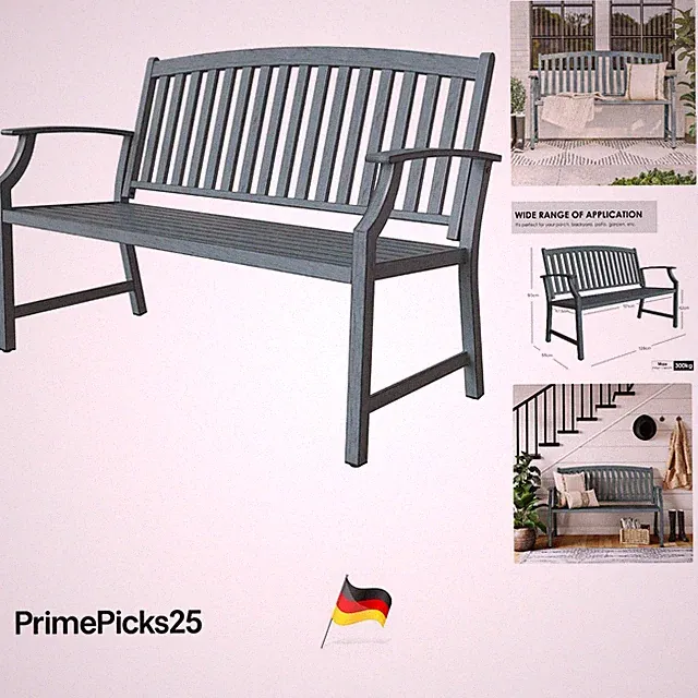 Gartenbank 3 Sitze Metall Hellblau Modern langlebig robust Sitzmöbel