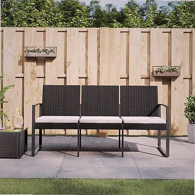 Gartenbank 3-Sitzer mit Kissen Bank Sitzbank Parkbank Poly Rattan vidaXL