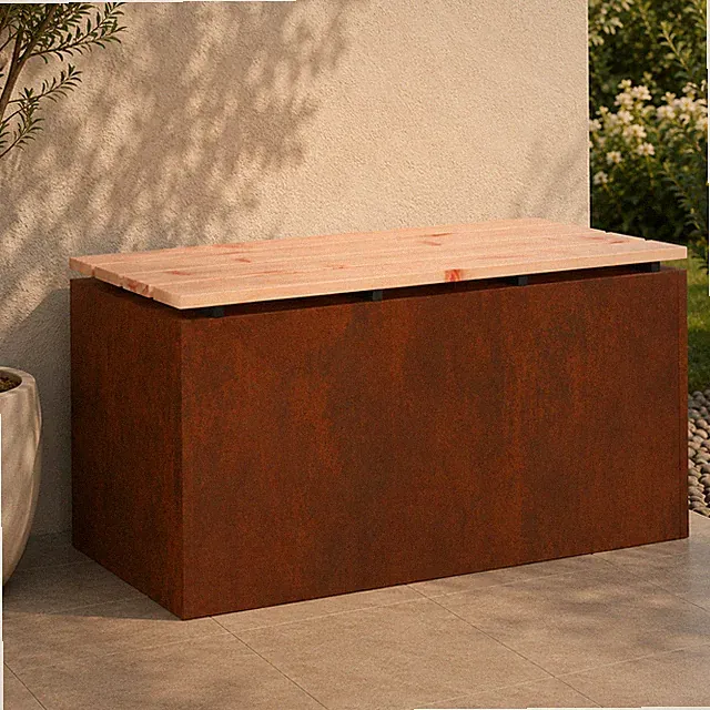Gartenbank Cortenstahl Sitzbank Gartenmöbel Metallbank | 80 x 40 x 43 cm