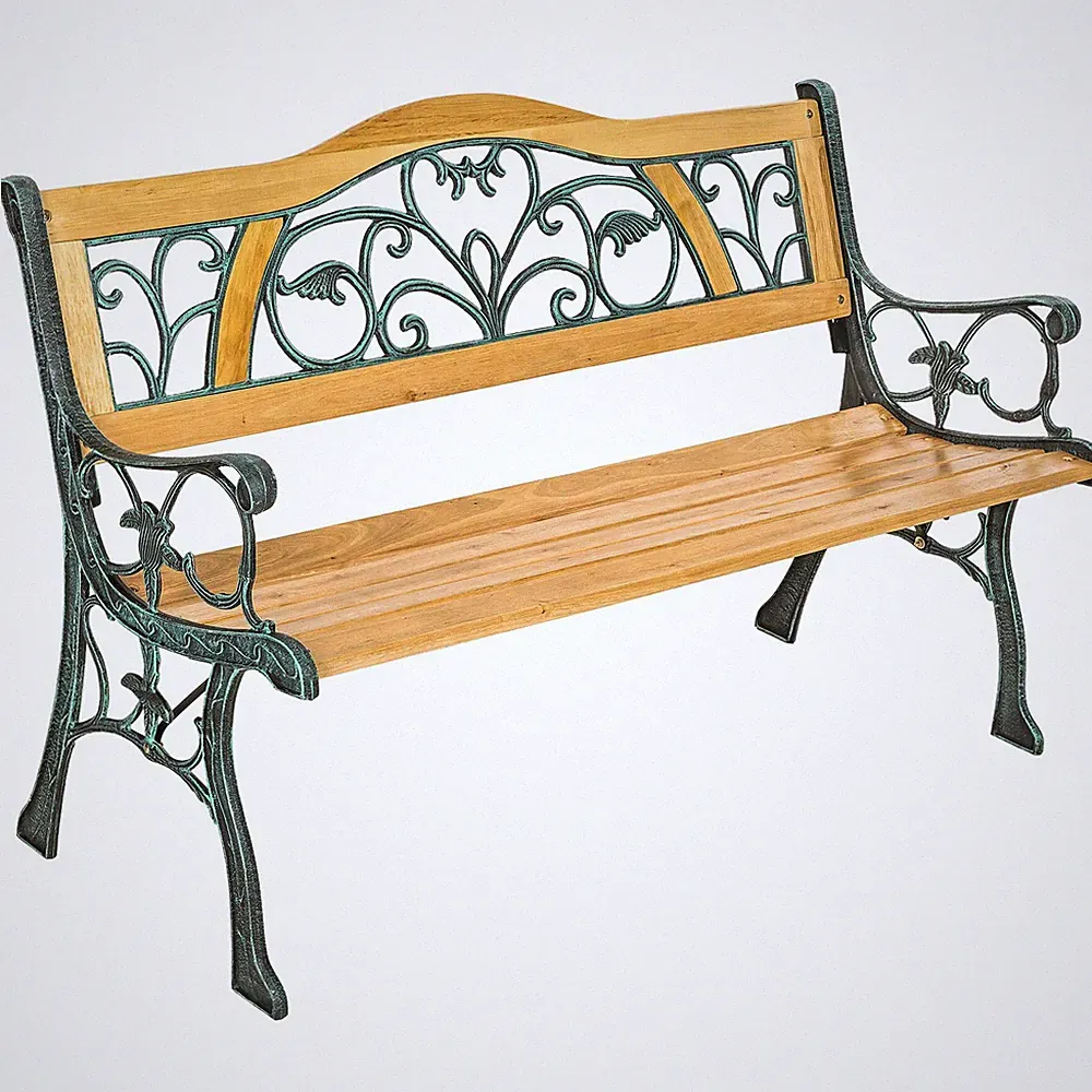 Gartenbank Gartenmöbel Parkbank Sitzbank 2-Sitzer Holz Bank Gusseisen 124x83 cm