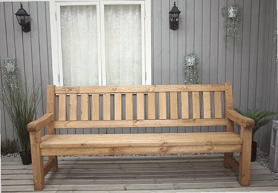 Gartenbank Grenen 204 cm Robust, Langlebig Garten Design Sitzbank Terrasse 50Kg