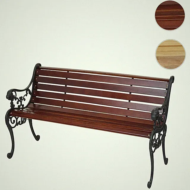 Gartenbank HWC-F98, Sitzbank Parkbank Holz-Bank, 2-Sitzer Gusseisen 125cm 20kg