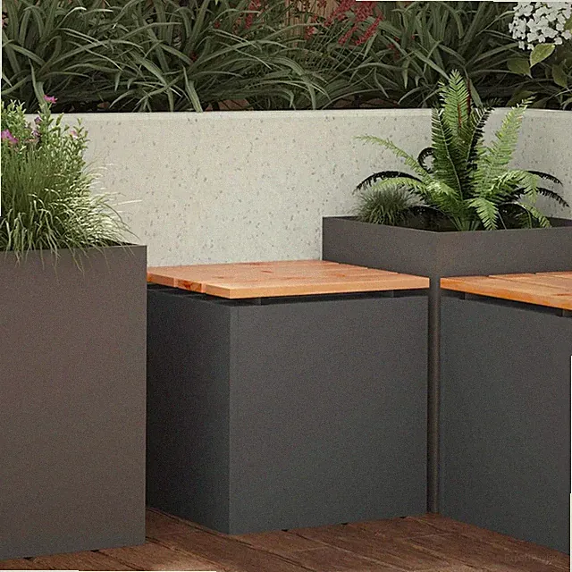 Gartenbank Massives Douglasienholz und Stahl Outdoor-Sitzplätze vidaXL