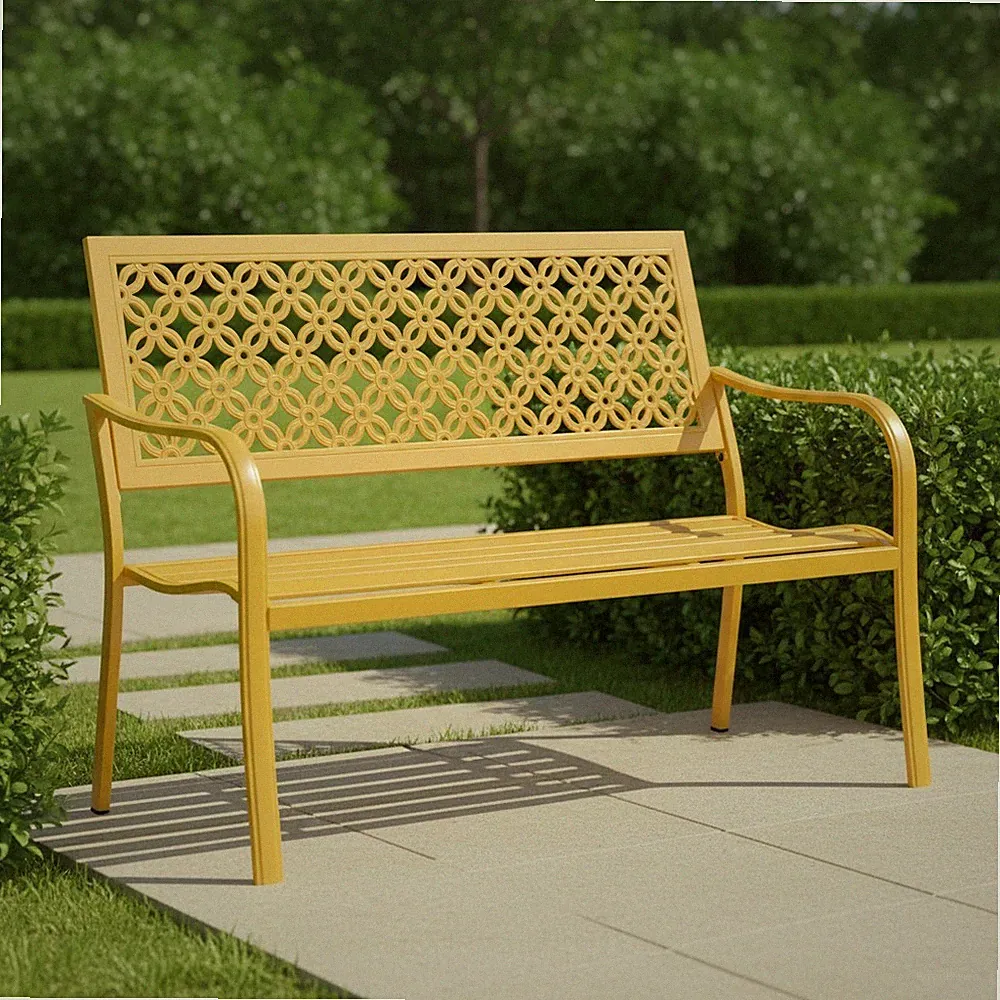 Gartenbank Metall 3-Sitzer Retro-Stil Stahl Sitzbank für Garten Balkon