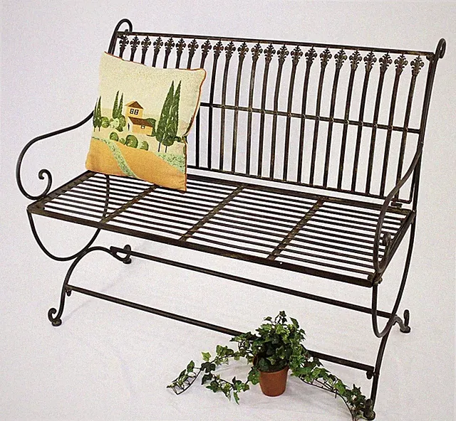 Gartenbank Metall Finca 063 2-Sitzer Bank Sitzbank Eisenbank 102 cm Braun Antik