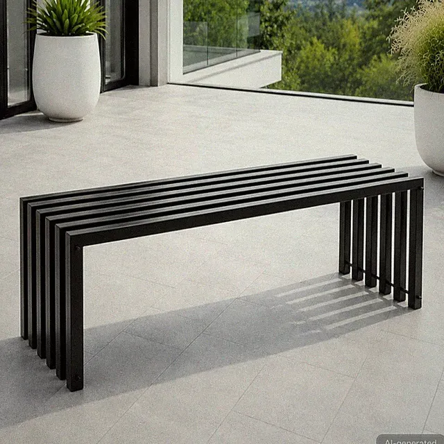 Gartenbank Metall Massiv Wetterfest Schwarz 120 cm Sitzbank Modern 96205 Design