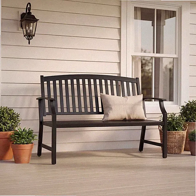 Gartenbank Metall Parkbank Sitzbank Gartenmöbel Sitzgelegenheit 3-Sitzer Schwarz