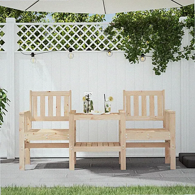 Gartenbank mit Tisch 2-Sitzer Bank Sitzbank Holzbank Parkbank Balkon vidaXL