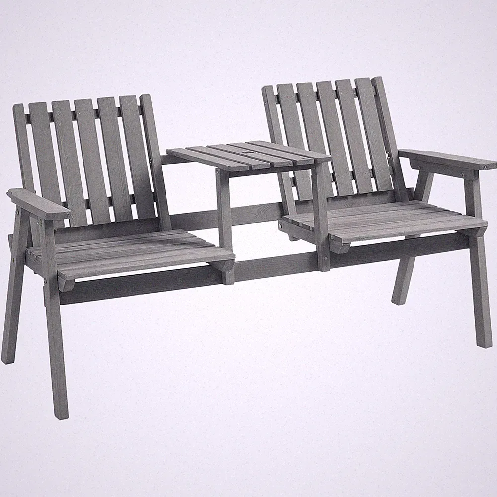 Gartenbank mit Tisch Gartenmöbel mit Regenschirmloch Sitzbank Balkon Massivholz