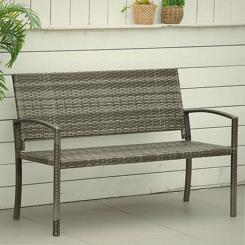 Gartenbank Polyrattan Sitzbank 2-Sitze Parkbank Garten Rattan Möbel Balkon Bank