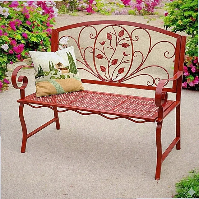 Gartenbank Rosso Wetterfest 2 Sitzer Metall Rot 110 cm 96707 Sitzbank Eisen Bank
