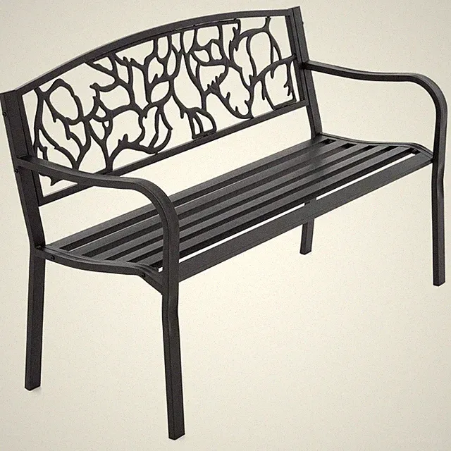 Gartenbank Rotona schwarz Metall 127x50x84 cm Sitzbank Parkbank Sitzbank Outdoor