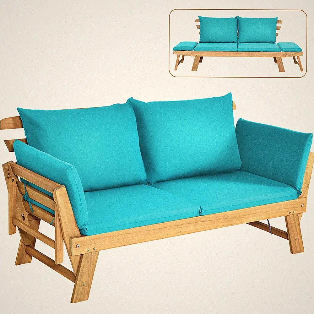 Gartenbank Schlafsofa Gartenmöbel Gartensofa Liegestuhl Holz Armlehneverstellbar