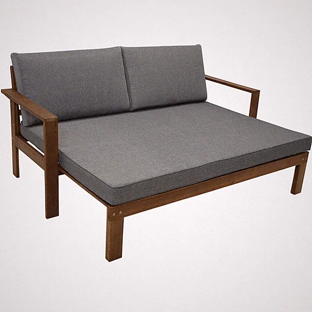 Gartenbank Schlafsofa Liegesofa Gartensofa PARANA 180x136cm, Akazie mit Polstern