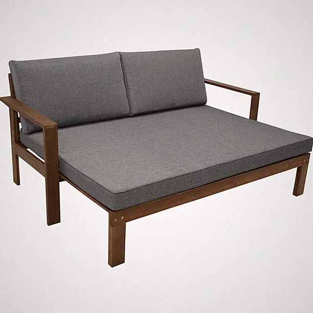 Gartenbank Schlafsofa Liegesofa Gartensofa PARANA 180x136cm, Holz Akazie 2. WAHL
