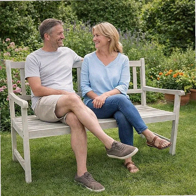 Gartenbank Sitzbank Bank Holzbank Parkbank 2-Sitzer Akazienholz Weiß lasiert