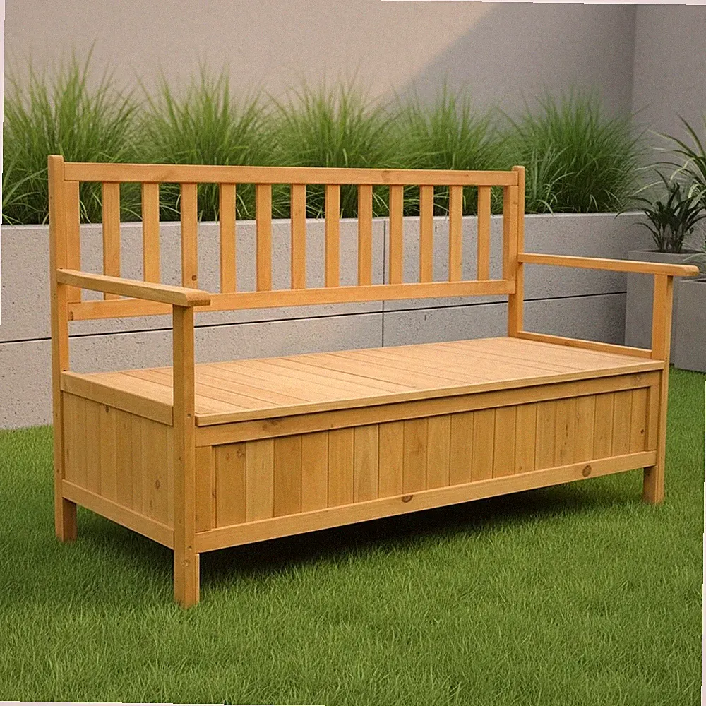 Gartenbank Sitzbank Gartentruhe Holz Truhenbank Küchenbank Holz Auflagenbox NEU