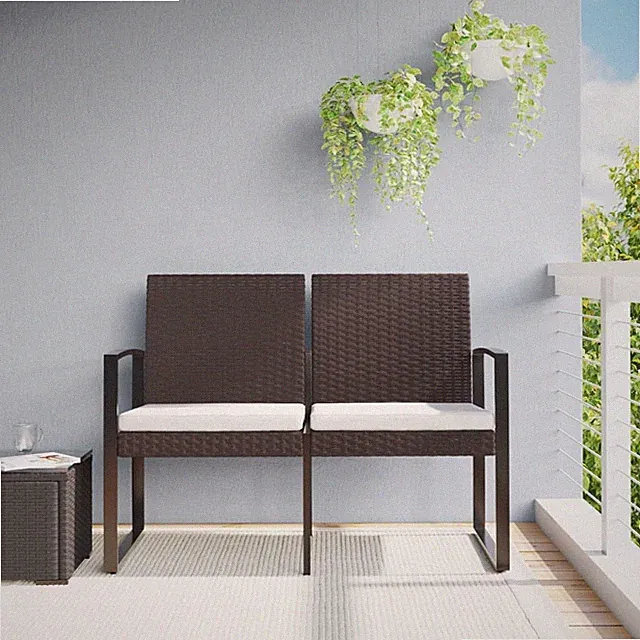 Gartenbank Sitzbank Parkbank Bank 2-Sitzer mit Kissen Braun PP-Rattan vidaXL