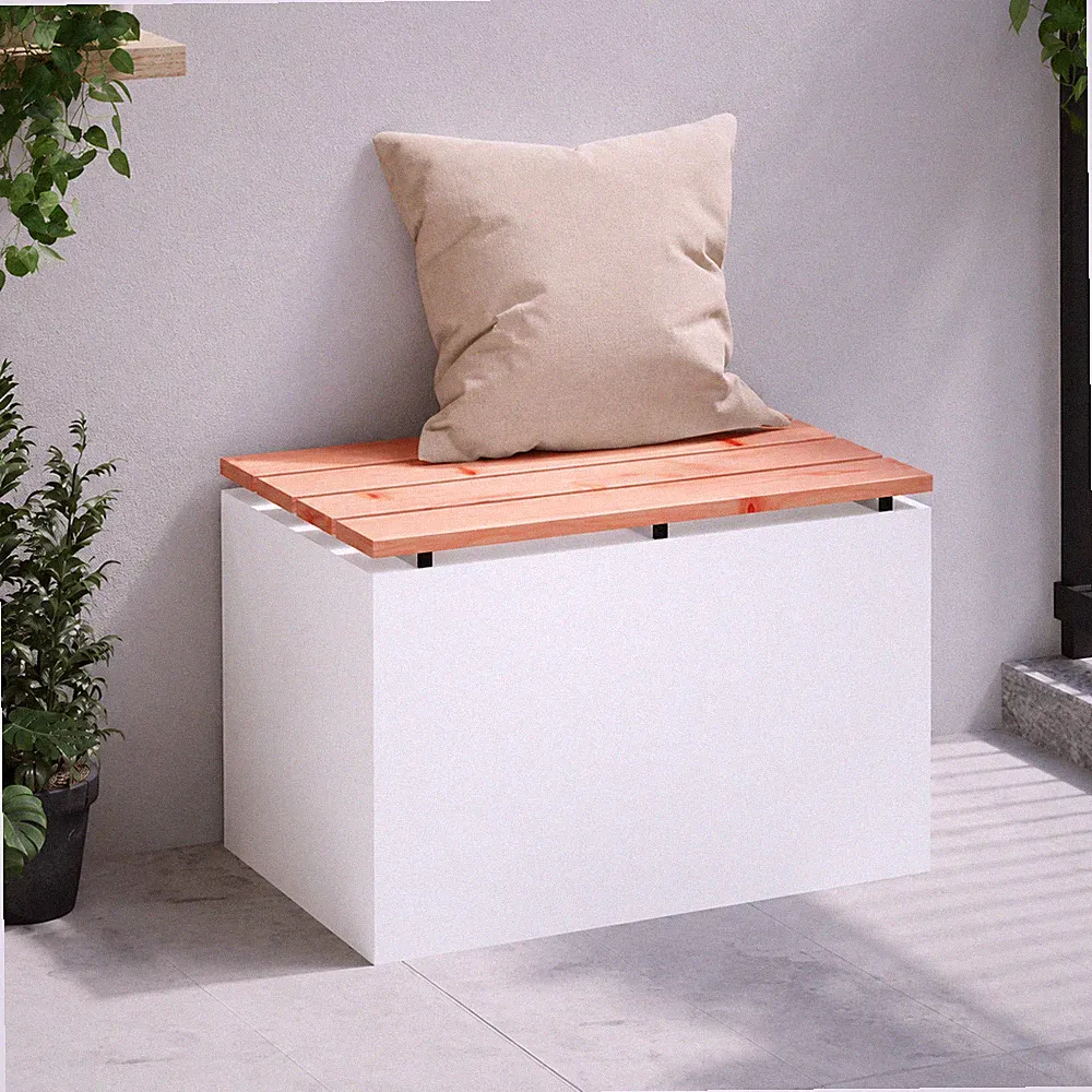 Gartenbank Weiß Sitzbank Gartenmöbel Holz-Metallbank | 60 x 40 x 43 cm