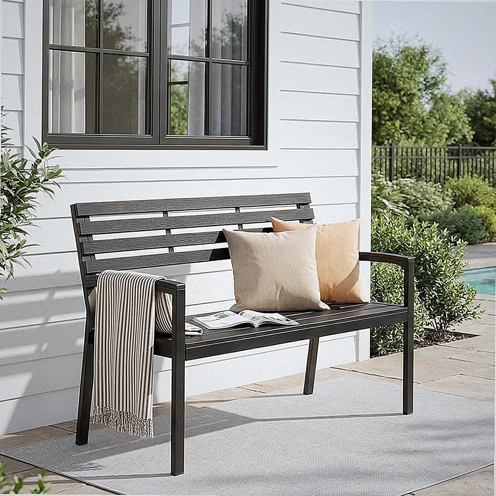 Gartenbank Wetterfest 115cm 2-3 Sitzer Parkbank Sitzbank mit Armlehn Gartenmöbel