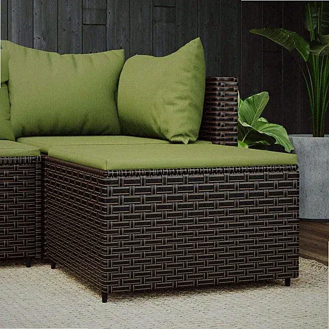 Gartenhocker mit Kissen Sitzhocker Hocker Schemel Fußhocker Poly Rattan vidaXL