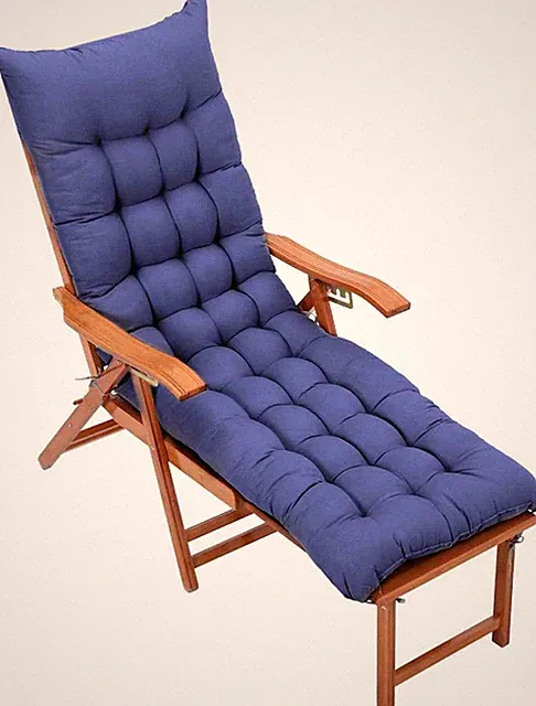 Gartenliege Auflage 160x50x8cm Blau Sternmuster - Antirutsch Sonnenliege Polster