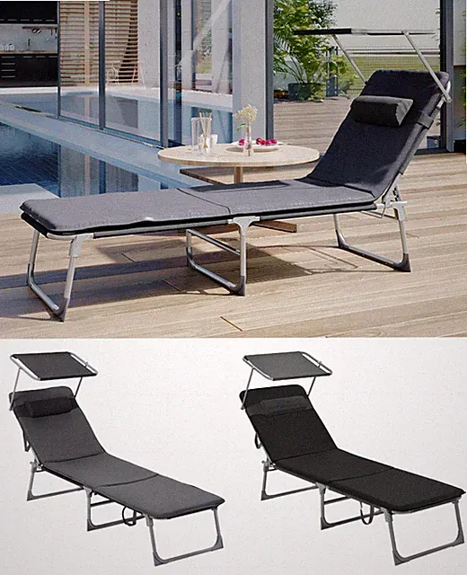 Gartenliege mit 3 cm Dicker Auflage 53 x 193 x 29,5 cm, bis 150 kg belastbar
