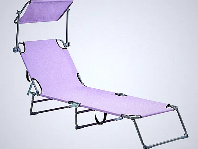 Gartenliege mit Sonnendach Metall violett verstellbar klappbar modern Foligno