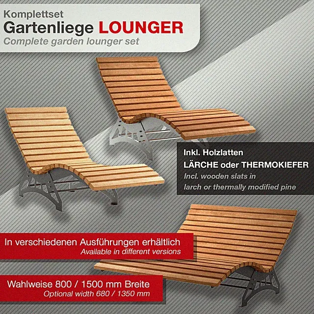 Gartenliege Terassenliege Wellnessliege Waldsofa LOUNGER Komplettset von SOTECH